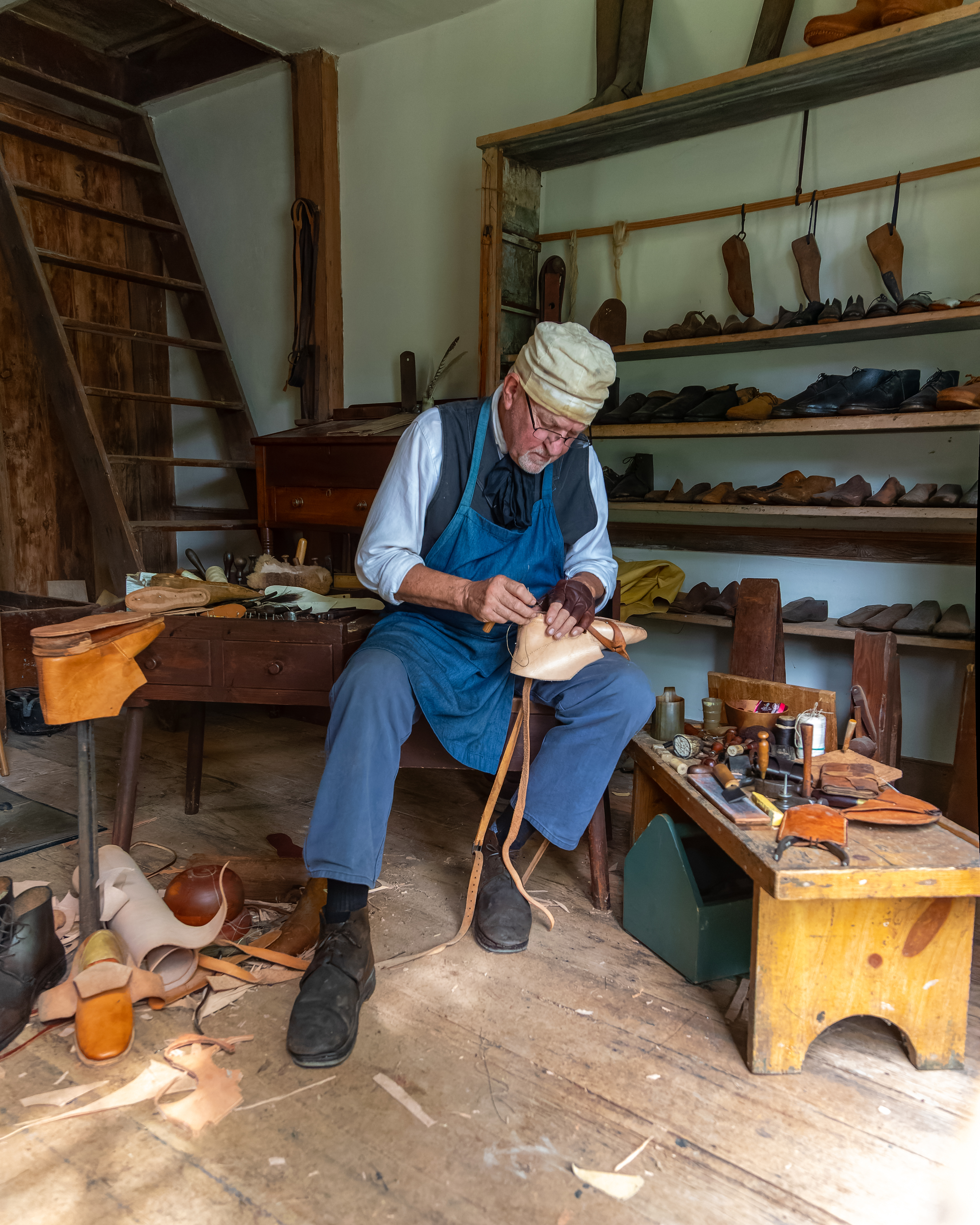 A man working on shoes